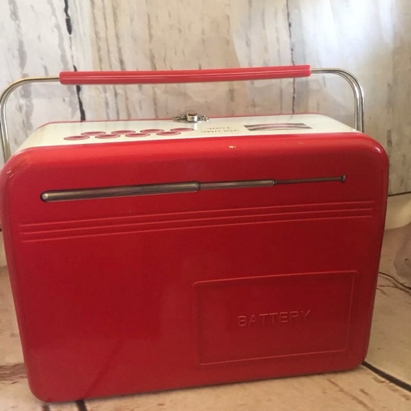 Vintage retro Radio Red Metal Tin Lunc Box - Picture 4 of 8